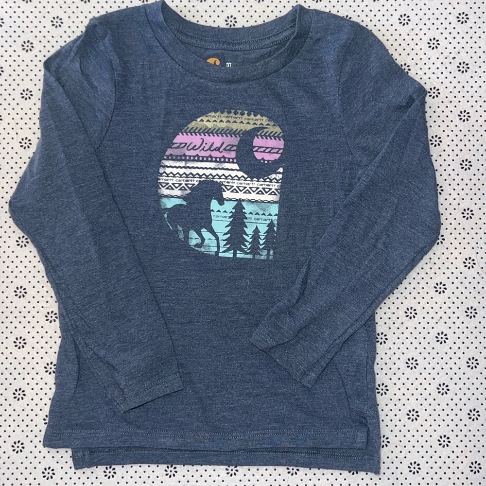 Carhartt Kids Blue Long Sleeve Tee with Graphic
